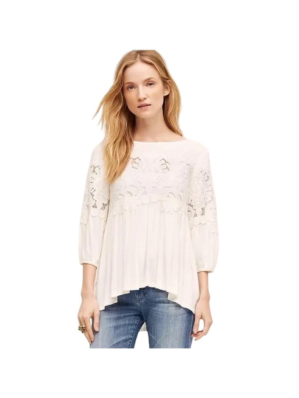 Anthropologie Deletta Desi Blouse White Small Womens